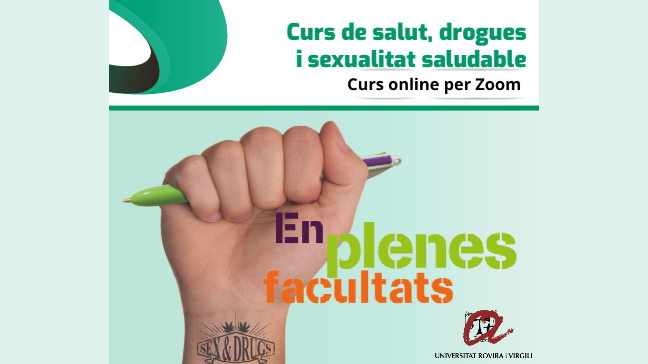 Nueva edición del curso EPF 2021 «Salud, Drogas y Sexualidad Saludable» en la URV